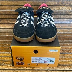 Gola Black and White Sneakers with Pink Accents